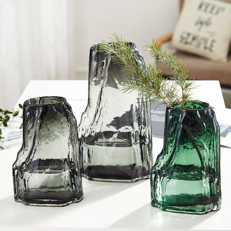 چینی طرز کے مصنوعی راکری شیشے کے داغے ہوئے شیشے کا گلدان